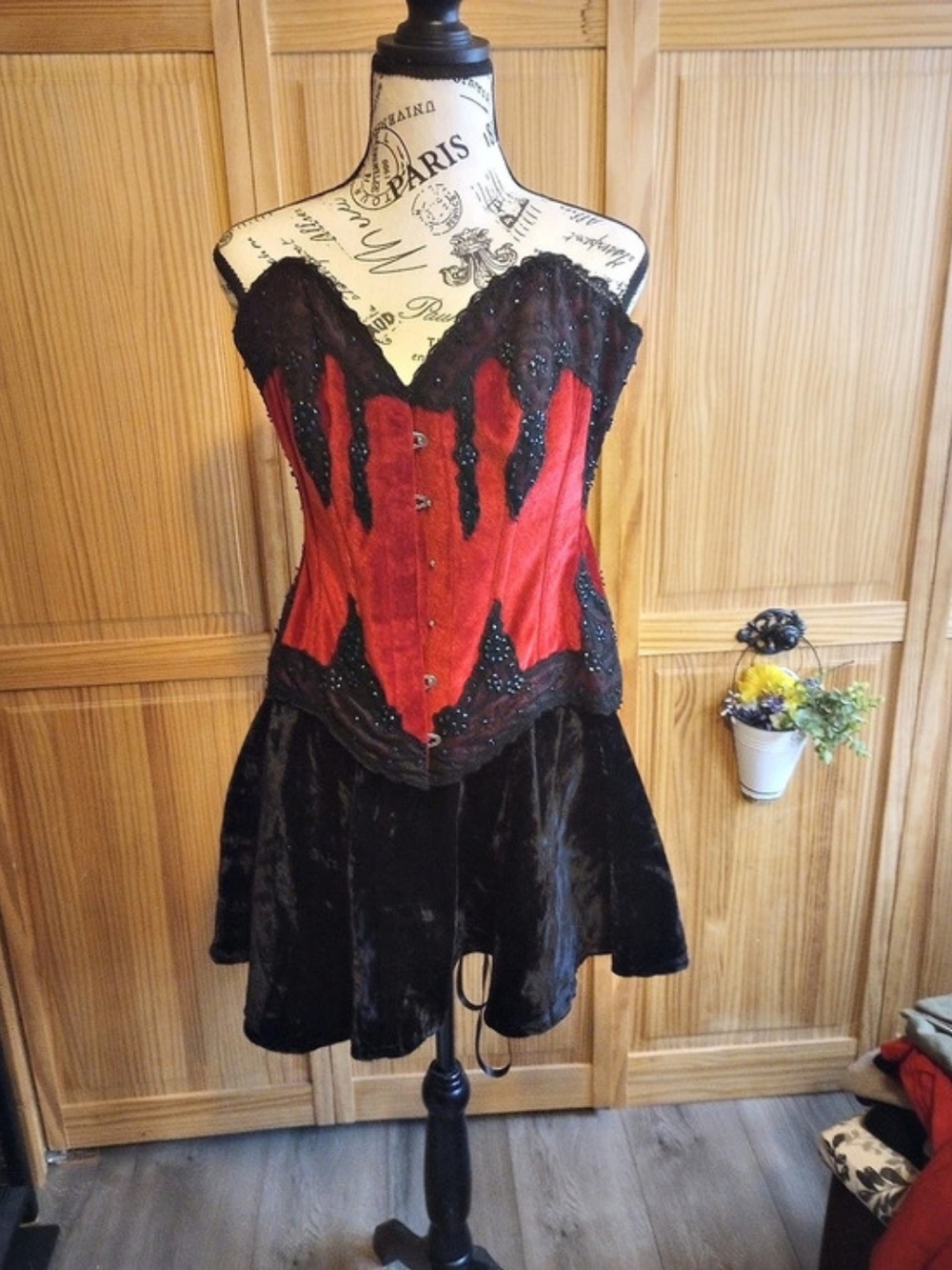 Dracula's Bride/Red & Black Corset Mini Dress